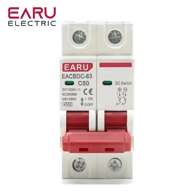 DC MCB 1000V Solar Mini Circuit Breaker Overload Protection Switch Photovoltaic PV DC Circuit Breaker for Solar System EACBDC-2P