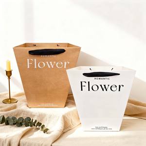 Bolsas de Papel Kraft con Logotipo Personalizado, Bolsas de Regalo con Asa para Ramos de Flores, Bolsas de Papel para Envolver Ramos de Flores - Product Image 1