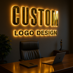 Tùy chỉnh chải vàng LED Backlit chữ 3D logo thép không gỉ dấu hiệu cá nhân kinh doanh tiếp nhận tường Logo tên công ty - Product Image 1