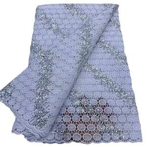 Tela de encaje africana de guipur con lentejuelas de ancho completo, elegante, sexy, de lujo, tradicional, hueca, de seda de leche, bordada, vintage, romántica, para bolsos - Product Image 3