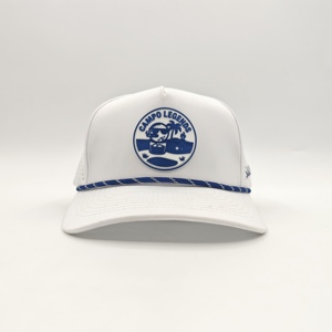 Casquette de golf professionnelle à 5 panneaux avec logo en silicone personnalisé, chapeau vintage à cordon, faible MOQ, OEM, patch en caoutchouc 3D, couvre-chef moderne pour club de golf - Product Image 5