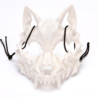 Masque de squelette 3D demi-visage en plastique pour Halloween, accessoires amusants pour performance, déguisement de dieu dragon, Yaksha, loup humain - Vente en gros