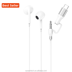Auriculares con cable 2 en 1 con conector de 3,5mm y conector USB C Auriculares con cable Control remoto incorporado para controlar el volumen de las llamadas telefónicas de música - Product Image 2