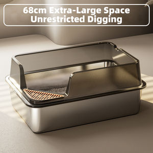 Fabrik Großhandel XL Edelstahl Katzen toilette Hohe Wandseite für kleine/große/Multi Katzen Kein Geruch Metall Katzen toilette mit Schaufel - Product Image 6