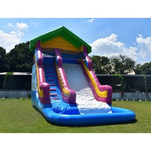 Tobogán Inflable Personalizado <span class=keywords><strong>de</strong></span> 10 x 4 x 6.5 m con Piscina Desmontable <span class=keywords><strong>de</strong></span> 4x2 m y Toldo Triangular, Parque Acuático Comercial - Product Image 2