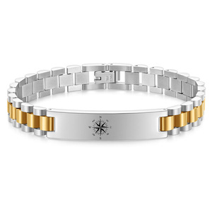 Bracelet de montre en acier inoxydable 10 mm, bracelet courbé avec compas laser, bijou unisexe, cadeau - Product Image 5