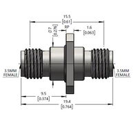 Adaptador ZCOM 3.5(F)-3.5(F) Hembra a Hembra de 3.5 con Brida de 4 Orificios, Bajo VSWR, Baja Pérdida de Inserción, Conector Coaxial RF de CC-33GHz