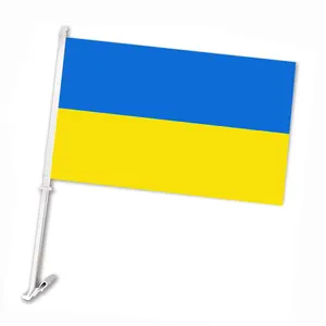 Drapeaux nationaux de pays d'ukraine, drapeau de voiture d'ukraine, drapeau de fenêtre de voiture, mini drapeaux de voiture, vente en gros