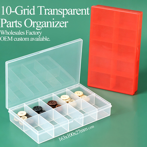 SUNSHING 10 Compartment Transparent Plastic Storage Box <b>Small</b> Parts Assortment Case for Buttons Screws Tackle Fishing Pill - Product Image 1