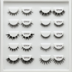 Faux cils en <span class=keywords><strong>velours</strong></span> 3D transparents faits à la main, 100 % naturels, à poils longs, longueurs mixtes, bande complète, vente en gros - Product Image 4