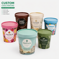Gobelets en papier personnalisés imprimés sur le thème des desserts, pour yaourts glacés, gelatos, crèmes glacées, 2oz, 4oz, 8oz, 12oz, avec couvercles