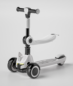 Trottinette d'extérieur pliable 3-en-1 tendance pour enfants avec siège, musique, lumières et pédales – Véhicule d'équilibre pour enfants - Product Image 5