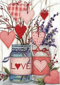 SONGWOO Quadro su tela rustico stile farmhouse con barattoli Mason e cuori per San Valentino, pittura diamantata a pieno ricamo con scritta 'LOVE' - Product Image 2
