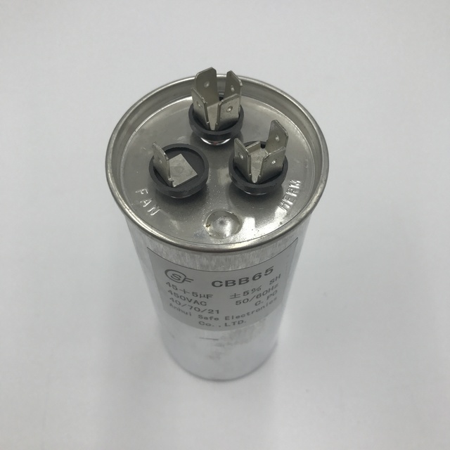 45+5 MFD Capacitor 45/5 uF 370/440 VAC CBB65 Round Dual Run Capacitor for Air Conditioner Heat Pump Condenser Fan Start- 5 Y