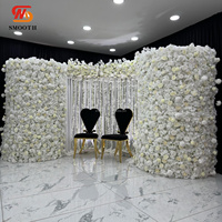 Mur de fleurs en tissu rouge 3D enroulable avec support, décoration de mariage, panneau de fleurs artificielles en soie, toile de fond de mur de fleurs