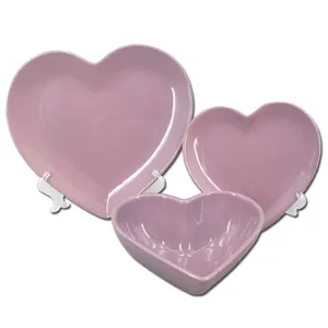 Juego de vajilla de cerámica con forma de corazón, 18 piezas, el diseño más popular