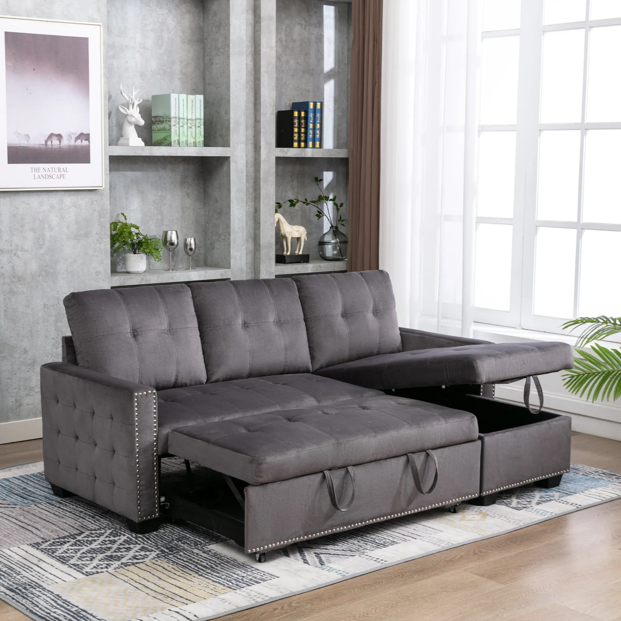 Sofá cama extraíble de diseño moderno, muebles populares para sala de estar