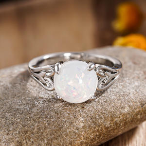 A074 <b>Opal</b> <b>Ring</b> 925 Sterling <b>Silver</b> Bezel Setting Elegant Women's Engagement Plant Pattern Jewelry - Product Image 5