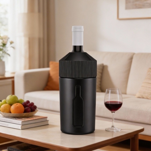Emode Vacuum Insulated Stainless Steel Wine Champagne Bottle Cooler Fits Most 750mL Bottles Keeps Chilled up to 6 Hours