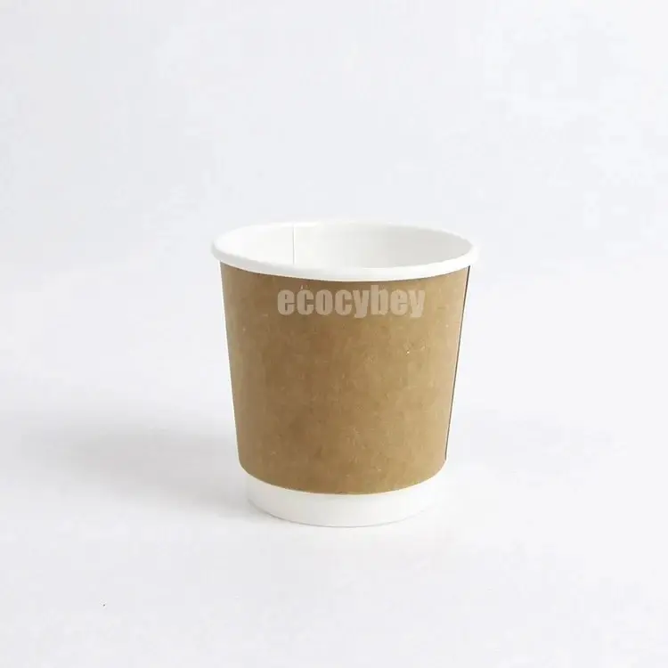 Carta usa e getta tazze da caffè a doppia parete 6oz 7oz 8oz 12oz kraft a prova di calore bevanda calda tazza di carta con coperchio PS