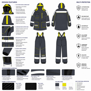 Traje de Seguridad Ignífugo Gris con Franjas Reflectantes Verde Lima, Costuras Soldadas, Nivel B de Protección Contra Incendios, Corte Regular - Product Image 3