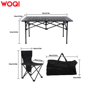 ชุดโต๊ะพับสำหรับตั้งแคมป์พกพา Woqi พร้อมเก้าอี้ 4 ตัว เฟอร์นิเจอร์สวนกลางแจ้งแบบพับได้ ผ้า Oxford สีดำ ดีไซน์น้ำหนักเบา - Product Image 4