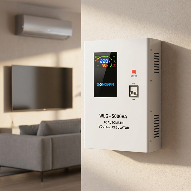 Customized 5000VA Single-phase Voltage Regulator/Stabilizer with 50/60Hz AC Input 140-260V CE Certified 97% Efficiency