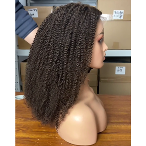 Brun clair 4C Afro crépus bouclés dentelle frontale perruque en gros 13*4 dentelle avant sans colle <span class=keywords><strong>bombe</strong></span> grandes boucles AFRO vendeur de perruques de cheveux humains - Product Image 1