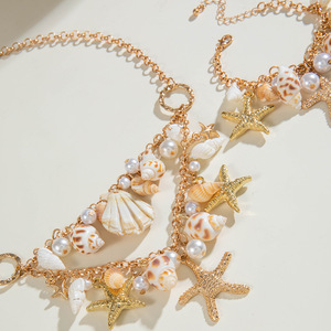 Collana Esagerata in Stile Bohémien Europeo e Americano con Stella Marina, Conchiglia e Perla, per Vacanze al Mare - Product Image 4