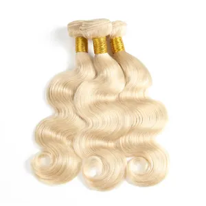 Wholesale 12A Virgin brazilian Hair Bundles 40in Body Wave Natural Color Brazilian Human Hair Weave 613 Blonde Bundles For Women