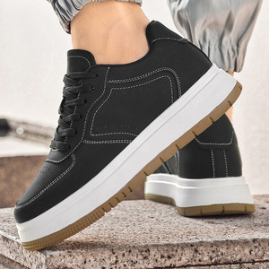 Мужские кроссовки из дышащей кожи на мягкой подошве со шнуровкой, увеличивающие рост, спортивная обувь, повседневные кеды для мужчин - Product Image 4