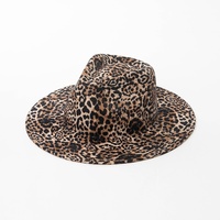 Chapeau Fedora Tendance Femme en Laine 100% Imprimé Léopard Zèbre, Style Britannique, Bord de 8 cm, Collection Printemps 2026