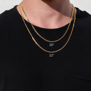Collana da Uomo in Acciaio Inossidabile Placcato Oro 18k, Catena Cubana 3mm, Gioielli Hip Hop, Regalo <span class=keywords><strong>per</strong></span> Fidanzato - Product Image 4