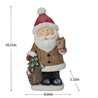 Weihnachtliche Weihnachtsmann-Figur aus Kunstharz mit LED-Beleuchtung, handbemalte Feiertagsdekoration für Zuhause & Geschenk