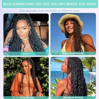 Extensiones de Cabello Humano Virgen Indio Rizado de Lujo de Alta Calidad 12A, Puntas Súper Dobles, Cabello a Granel para Trenzas Boho, Sin Procesar