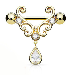 <span class=keywords><strong>Piercing</strong></span> de pezón de circonia cúbica para mujer, barra de acero inoxidable, joyería para el pecho, 14G, cristal de imitación transparente <span class=keywords><strong>en</strong></span> forma de lágrima, anillos para pezones colgantes - Product Image 5