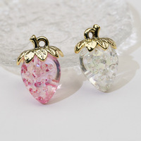 Transparent fraise pendentif stéréo décoratif fruits téléphone portable chaîne porte-clés bijoux à bricoler soi-même résultats composants plaqué