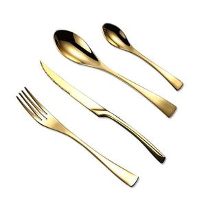 Cathylin Royal Wedding Hotel Juego de cubiertos tailandeses cepillados dorados de acero inoxidable 18/10 Cubiertos chapados en oro mate - Product Image 1