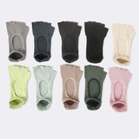 Chaussettes antidérapantes pour femmes avec logo personnalisé, chaussettes de yoga et de pilates, chaussettes de yoga à cinq doigts séparés pour le printemps/été