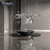 Sculpture Moderne Effet Métal Liquide Ondulé, Acier Inoxydable Poli Miroir, Forgée à la Main, Installation Artistique, Fabricant pour Hôtels
