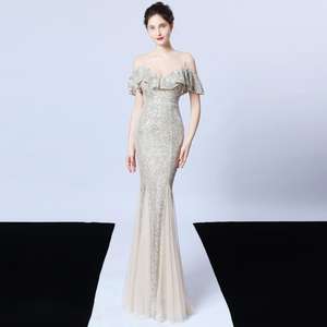 Сексуальные золотые Роскошные кружевные вечерние платья-русалки с аппликацией и бисером, Средний Восток в Турции Дубае, бальное платье для выпускного вечера - Product Image 6