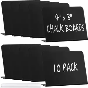 10 Pack Mini Chalkboard Signs,Tabletop Chalkboard Labels L-Shaped Rustic Buffet Table Signs for Parties, Message Board Signs