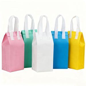Bolsa de entrega de alimentos reciclable no tejida con capa aislante de papel de aluminio, logotipo personalizado, ecológica, impermeable, térmica, para leche y pasteles - Product Image 1