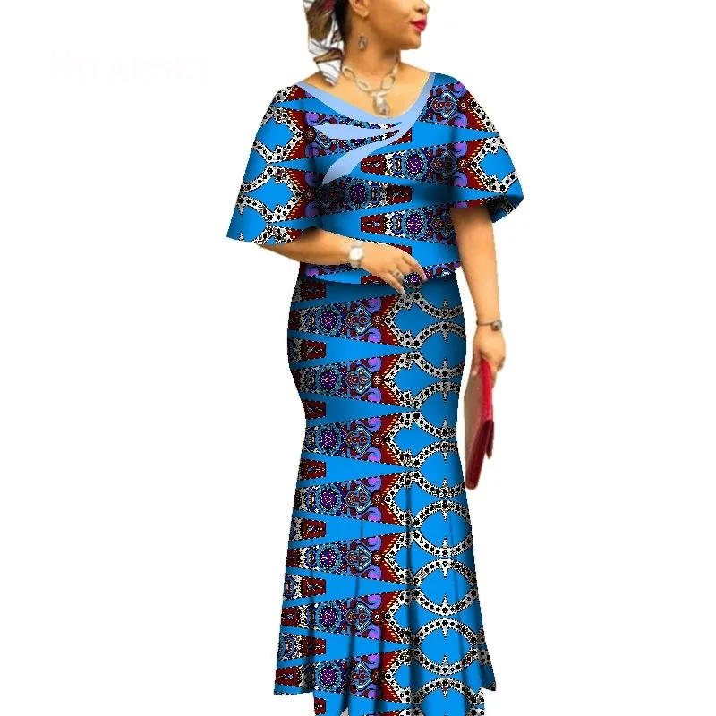 latest trend 100% cotton v neck half sleeve bubu african material fashion dress