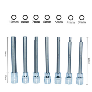 Jeu de douilles hexagonales métriques et impériales 11 pièces, entraînement 3/8 po, 7 pièces, allongées, chromées, outil de réparation automobile - Product Image 5