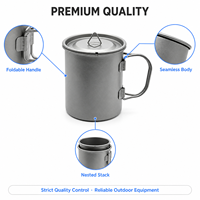 Tasse de camping pliable en titane pur, empilable, résistante au feu, pour l'extérieur et la maison, pour le thé