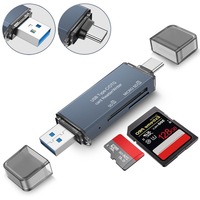 Lector de tarjetas USB 3,0 de alta velocidad con logotipo personalizado Multi-en-One Dual Disk Character OTG para regalos promocionales Lector de tarjetas Micro SD TF