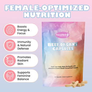 Capsules de foie de boeuf FocusHerb Suppléments d'équilibre féminin féminin Capsule de mélange d'organes de boeuf nourris à l'herbe - Product Image 2