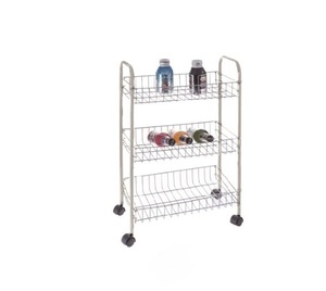 FIRST HORSE Chariots de rangement roulants en métal à 4 niveaux pour la cuisine, design polyvalent, étagère de rangement chromée détachable - Product Image 3