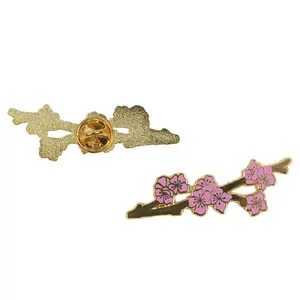 Hard Enamel Metal Badge Maker Custom Design Flower Logo Lapel Pins for Gift